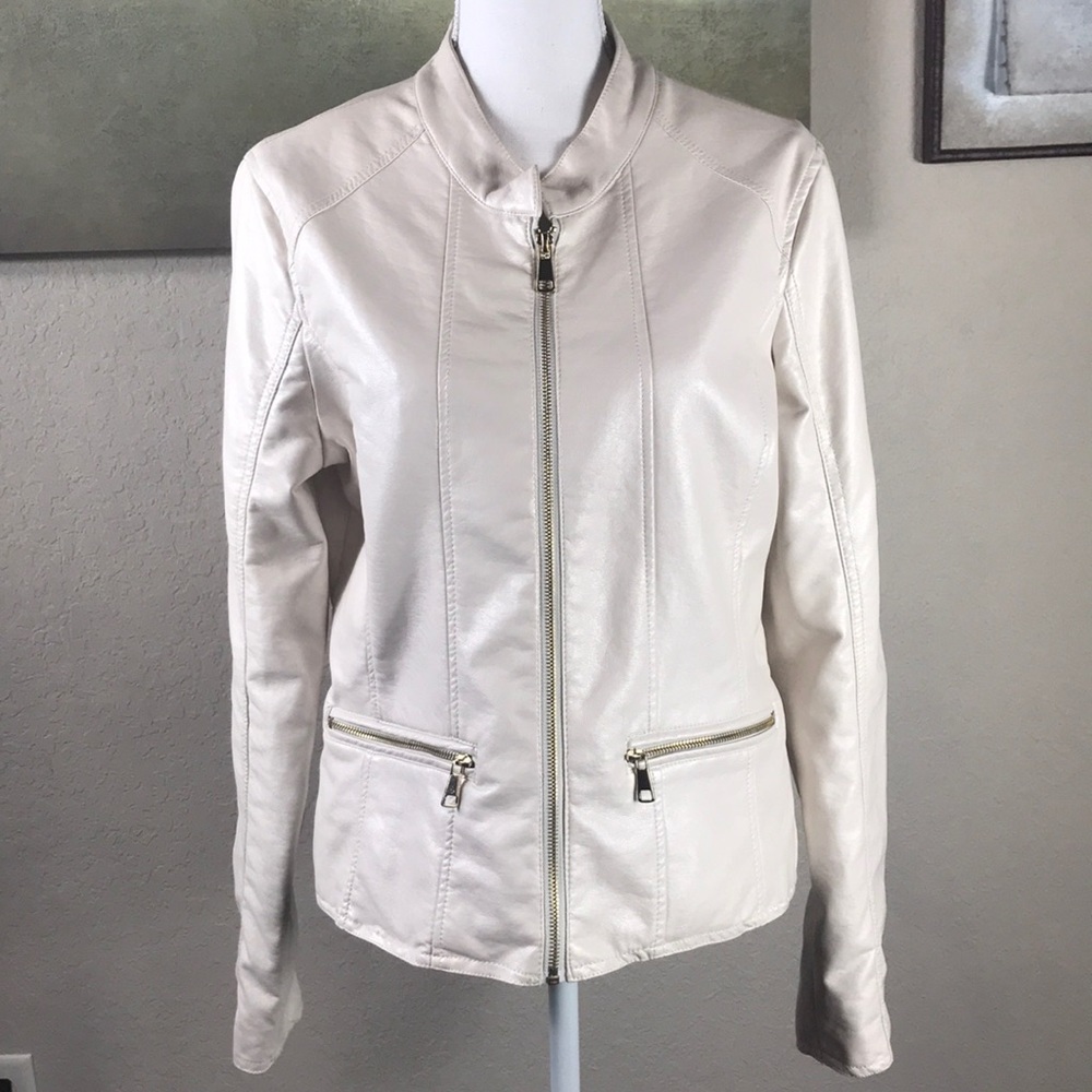 Cavalini moto style jacket in color cream size L